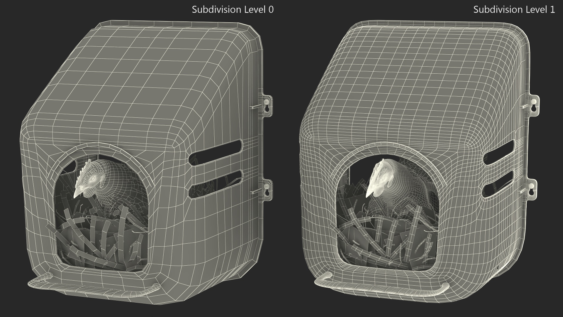 3D Chicken in Wall Mount Nesting Nest Box model