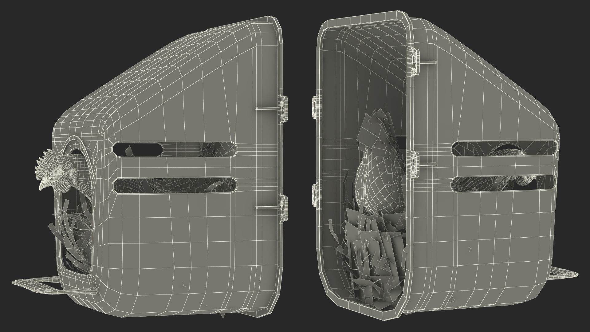 3D Chicken in Wall Mount Nesting Nest Box model