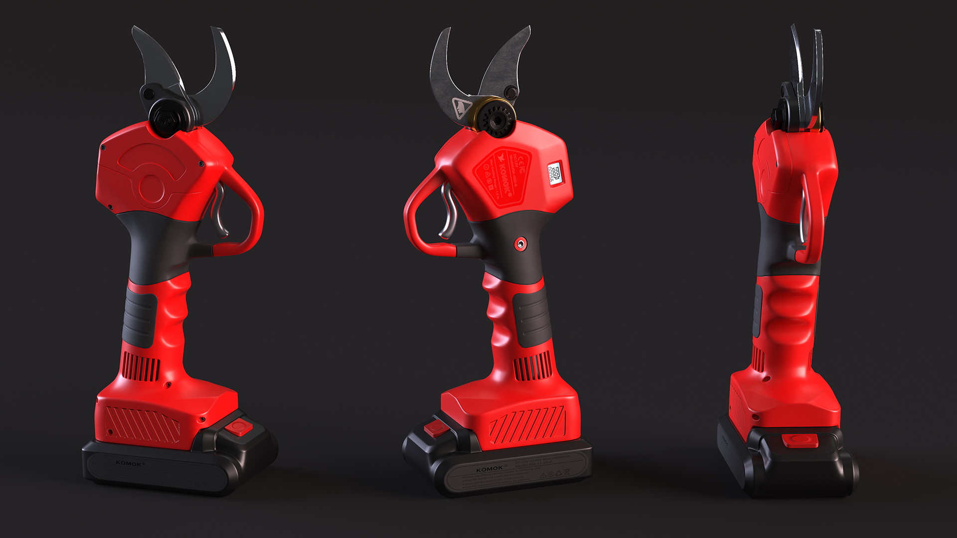 Red Cordless Pruner 3D model