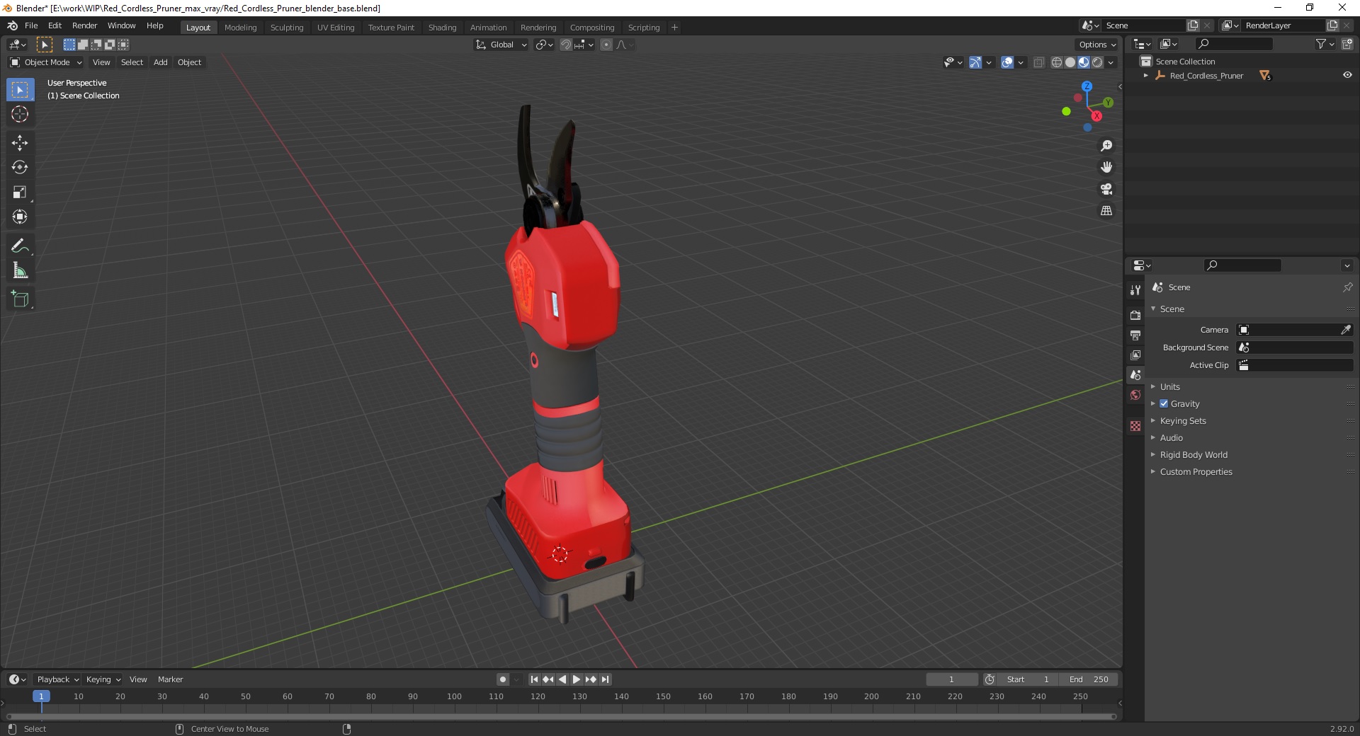 Red Cordless Pruner 3D model