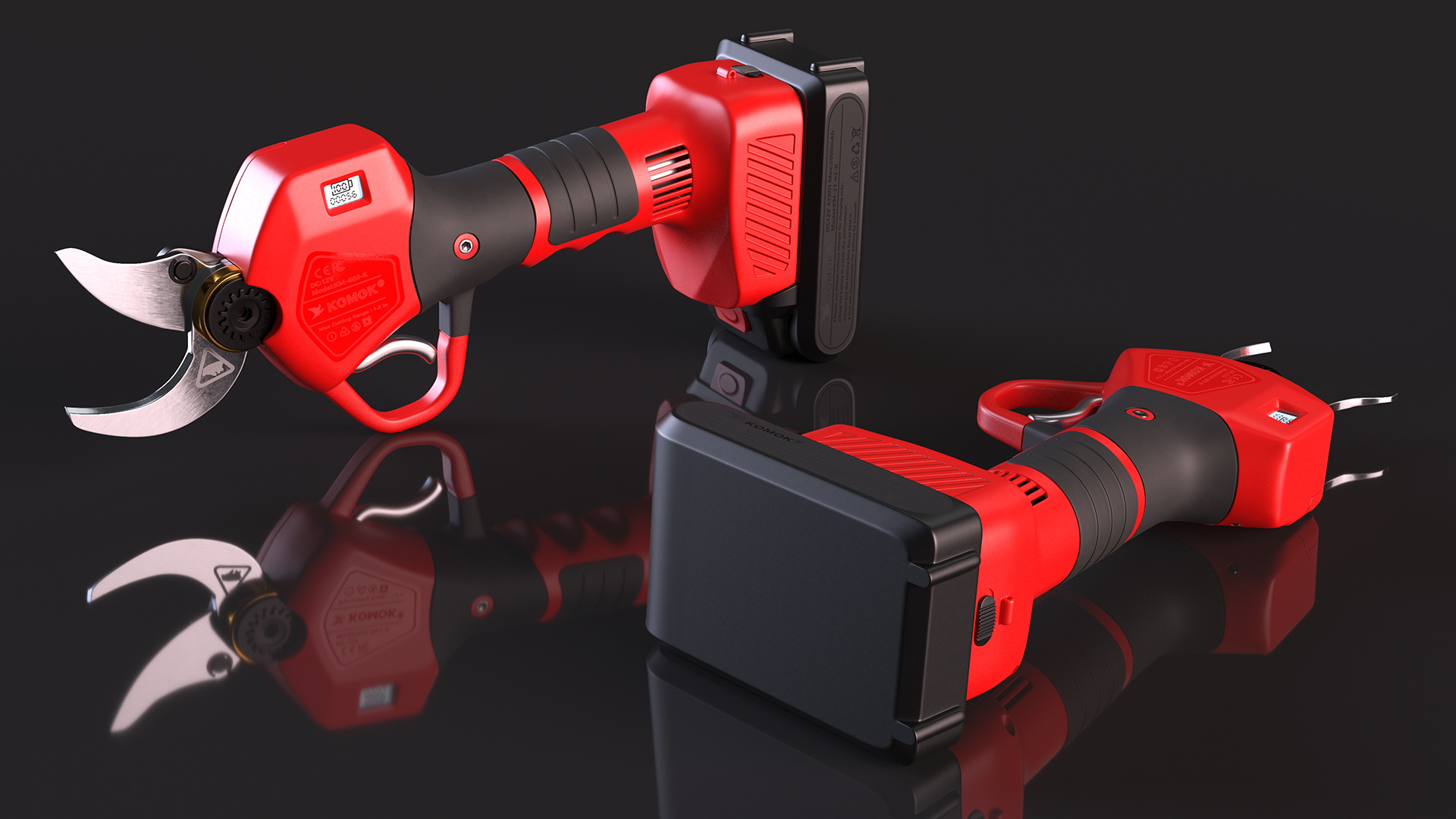 Red Cordless Pruner 3D model