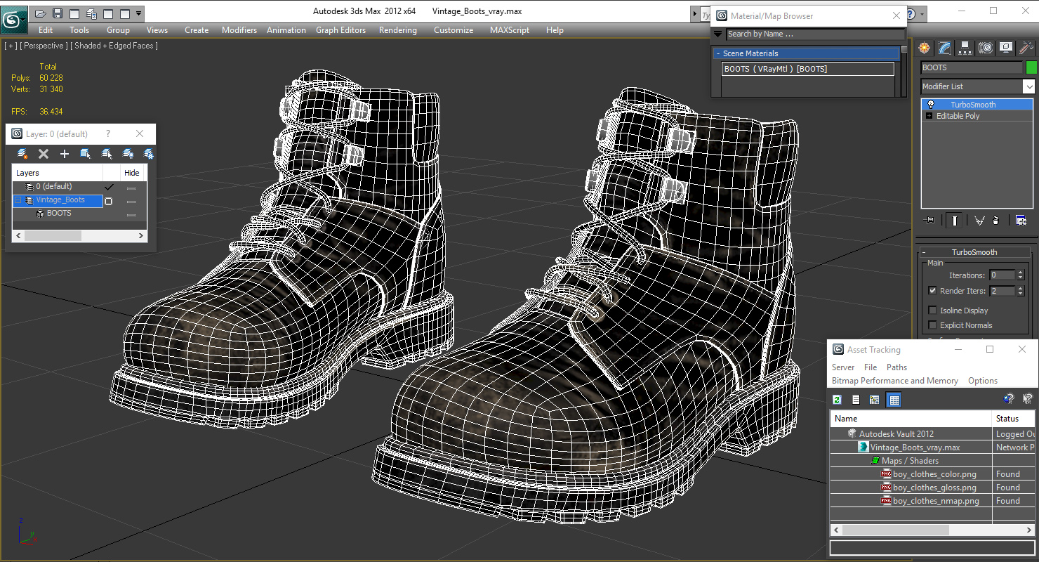 3D Vintage Boots model