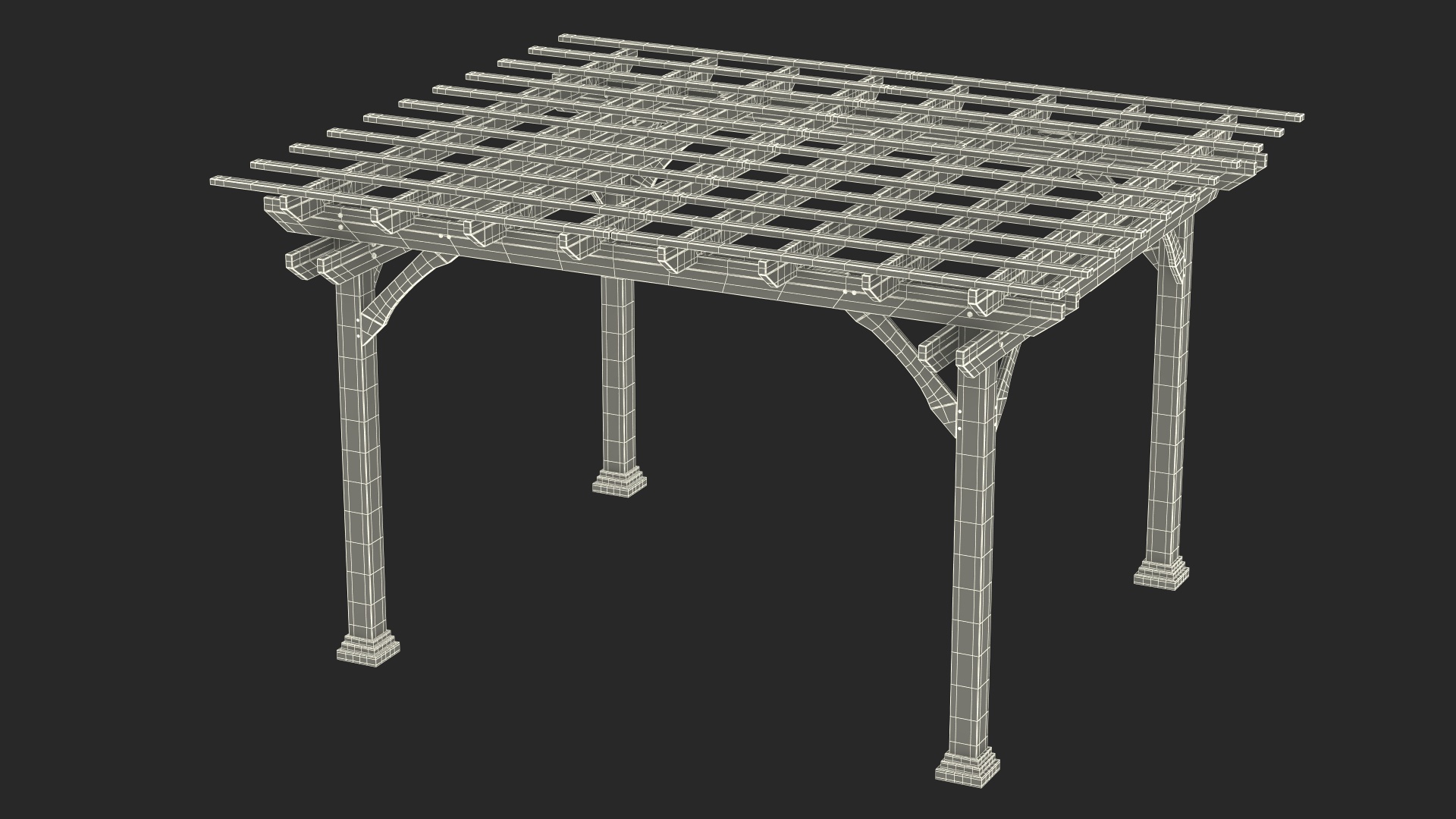 Natural Wooden Pergola 3D