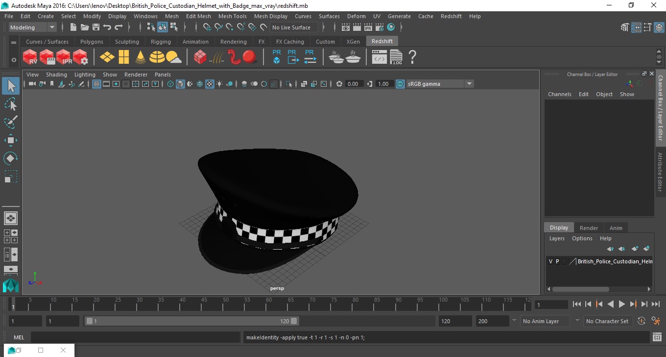 British Police Custodian Helmet with Badge 3D