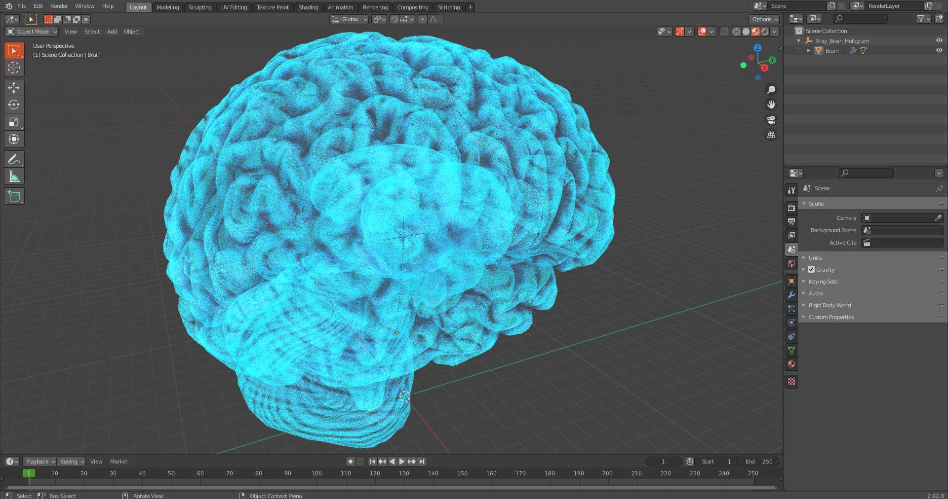 Xray Brain Hologram 3D model