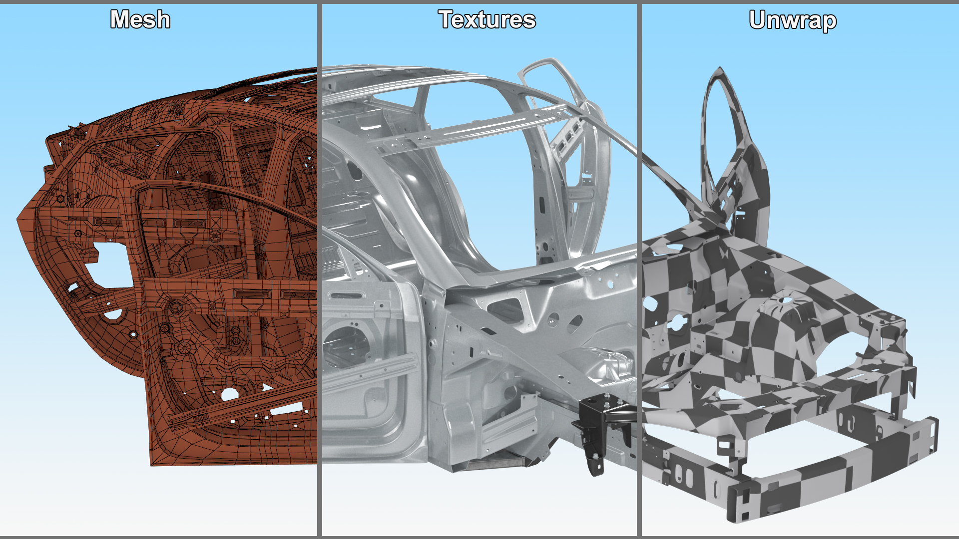 Sedan Framework Rigged 3D