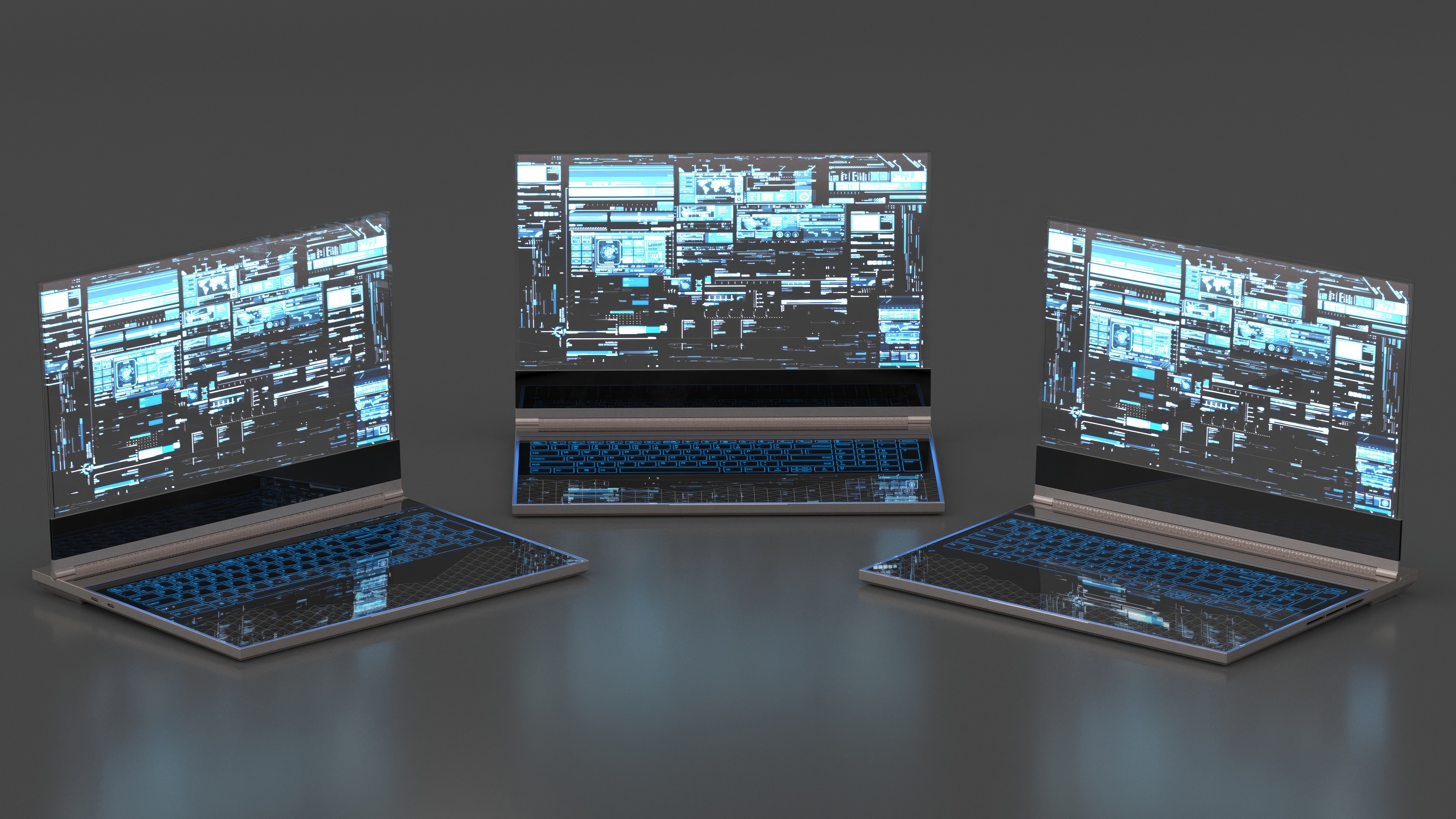 Futuristic Holographic Laptop 3D model