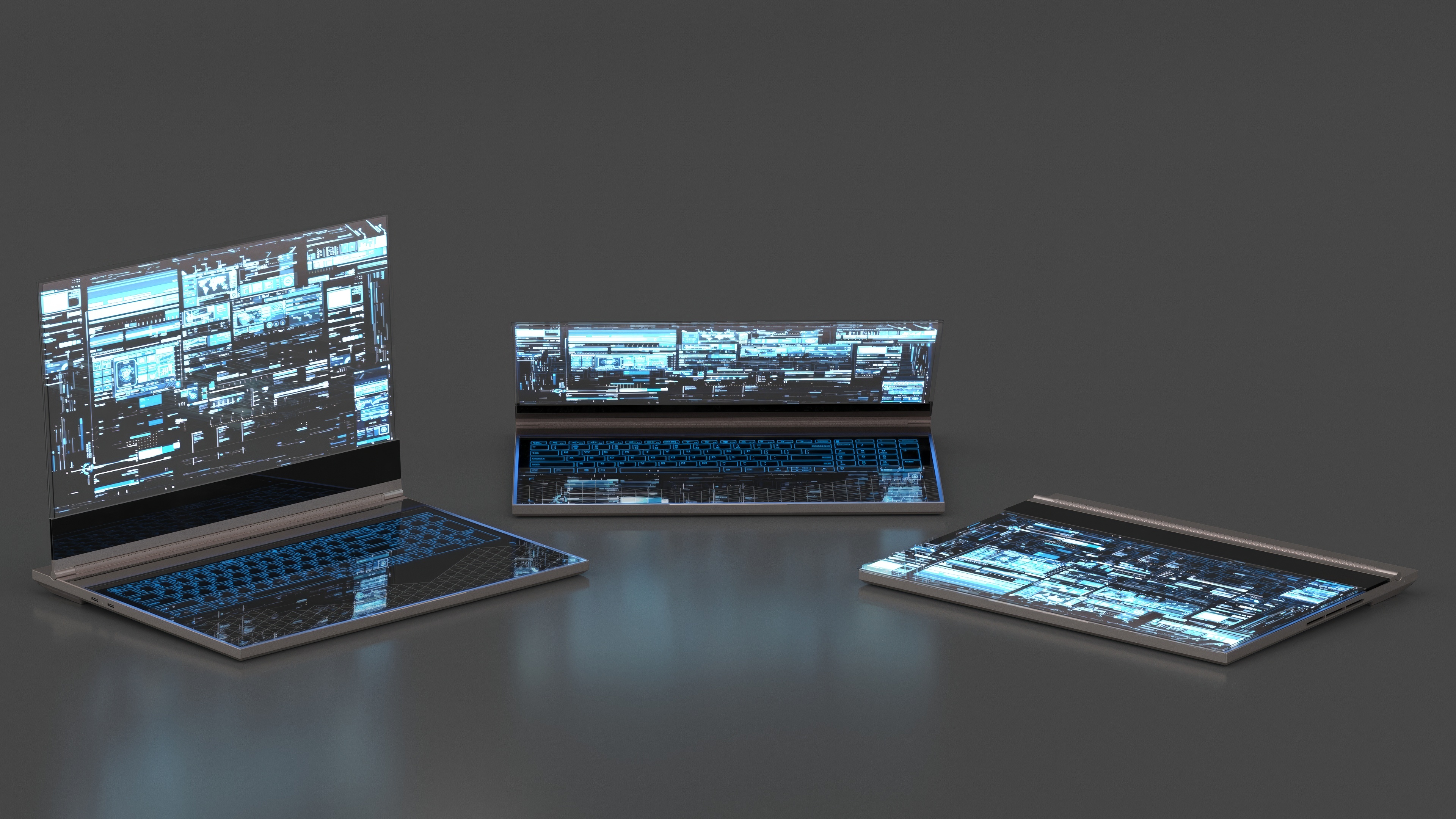 Futuristic Holographic Laptop 3D model