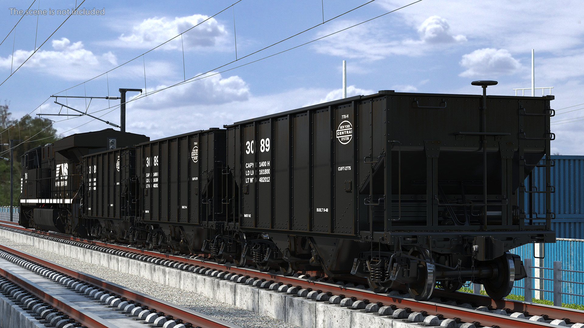 3D Norfolk Southern ES44AC Locomotive with Coal Hopper Cars