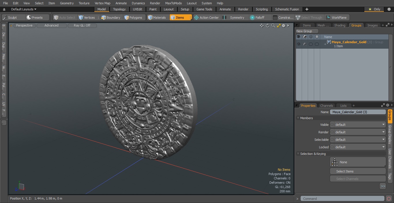 3D Maya Calendar Gold model