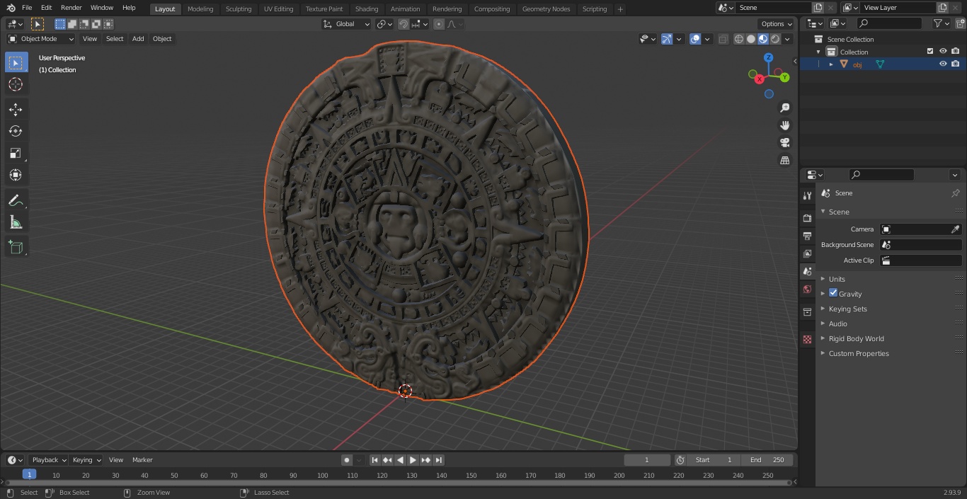 3D Maya Calendar Gold model