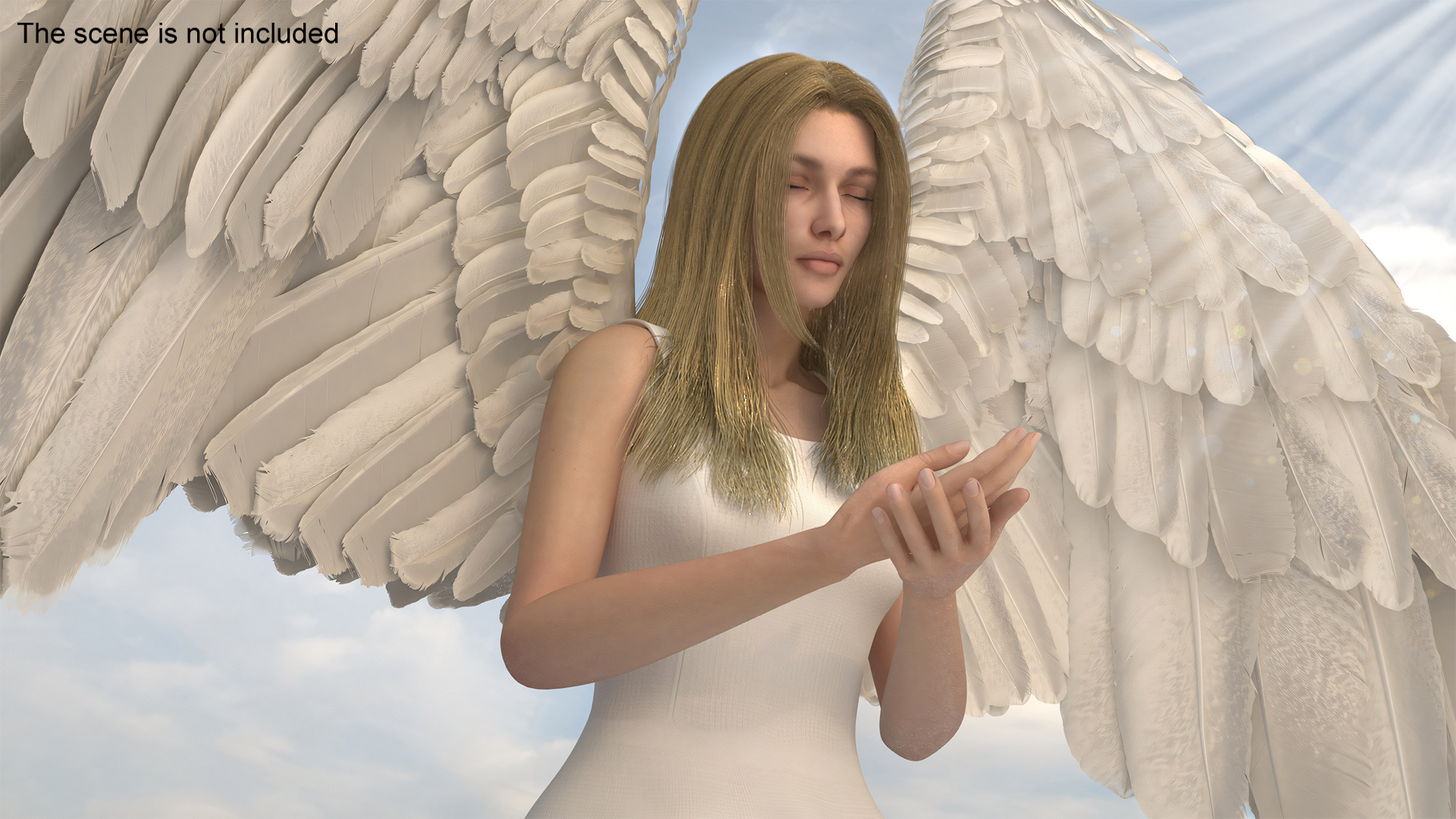 3D model Brown Eyed Blonde Angel Girl Rigged