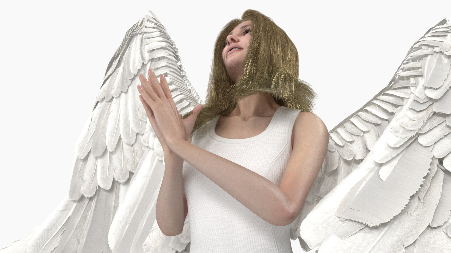 3D model Brown Eyed Blonde Angel Girl Rigged