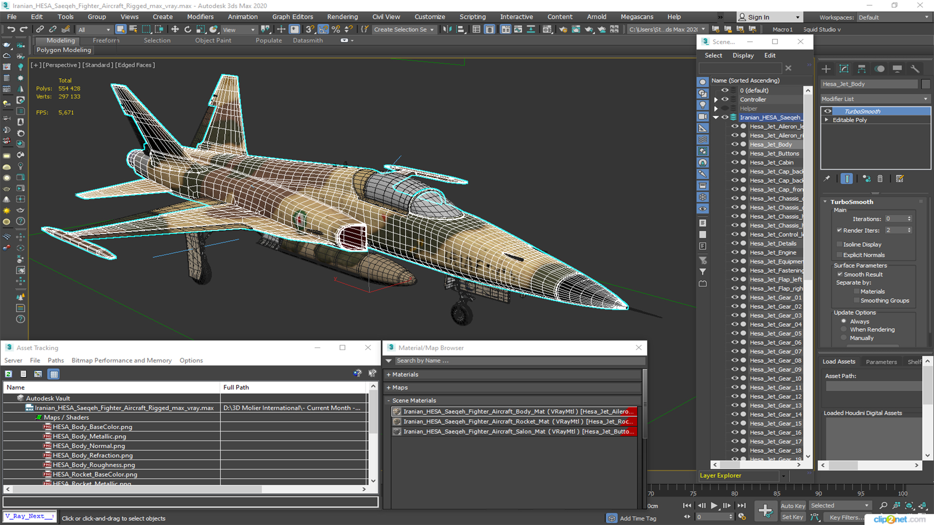 Iranian HESA Saeqeh Fighter Aircraft Rigged for Cinema 4D 3D