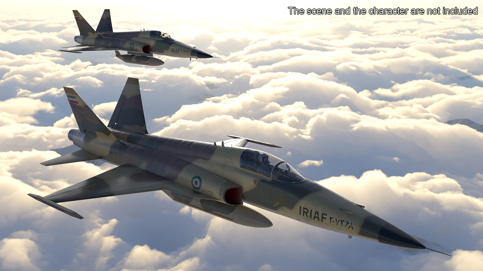 Iranian HESA Saeqeh Fighter Aircraft Rigged for Cinema 4D 3D