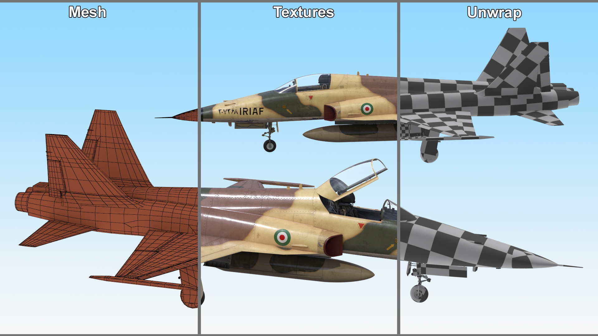 Iranian HESA Saeqeh Fighter Aircraft Rigged for Cinema 4D 3D