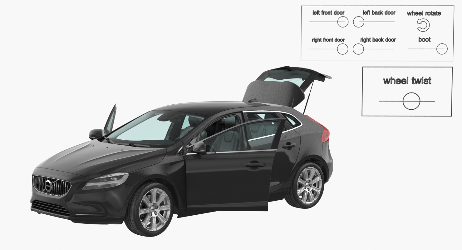 3D Volvo V40 Hatchback Rigged