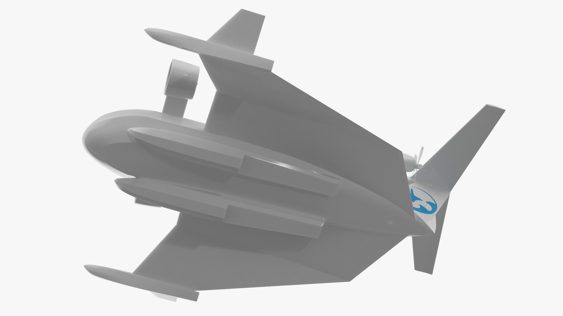 3D Flying Ship Concept White Color