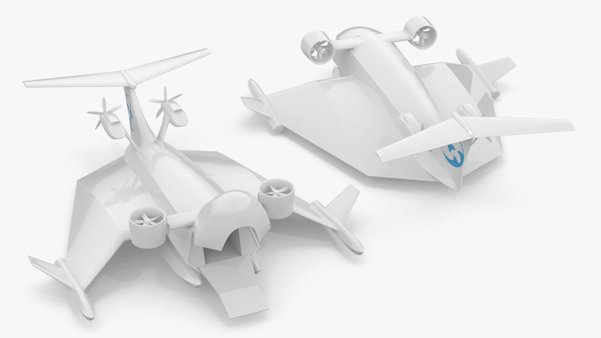 3D Flying Ship Concept White Color