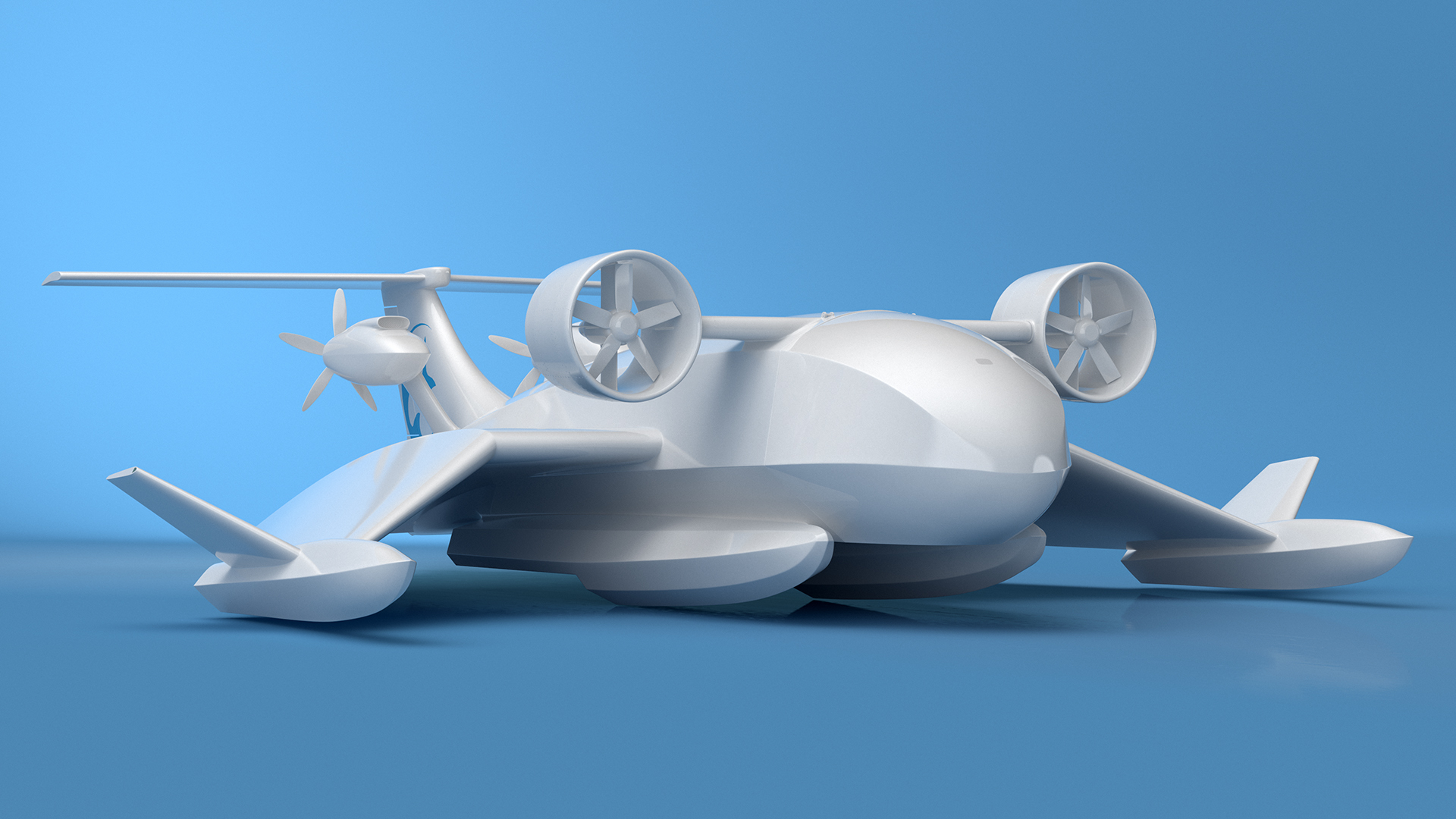 3D Flying Ship Concept White Color