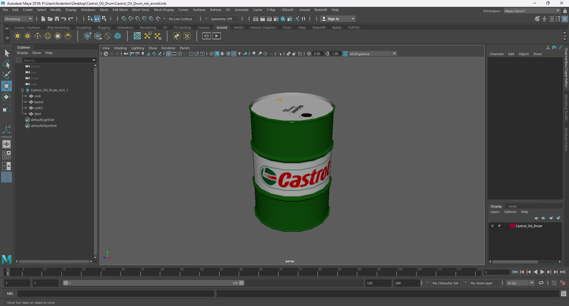 3D Castrol Oil Drum