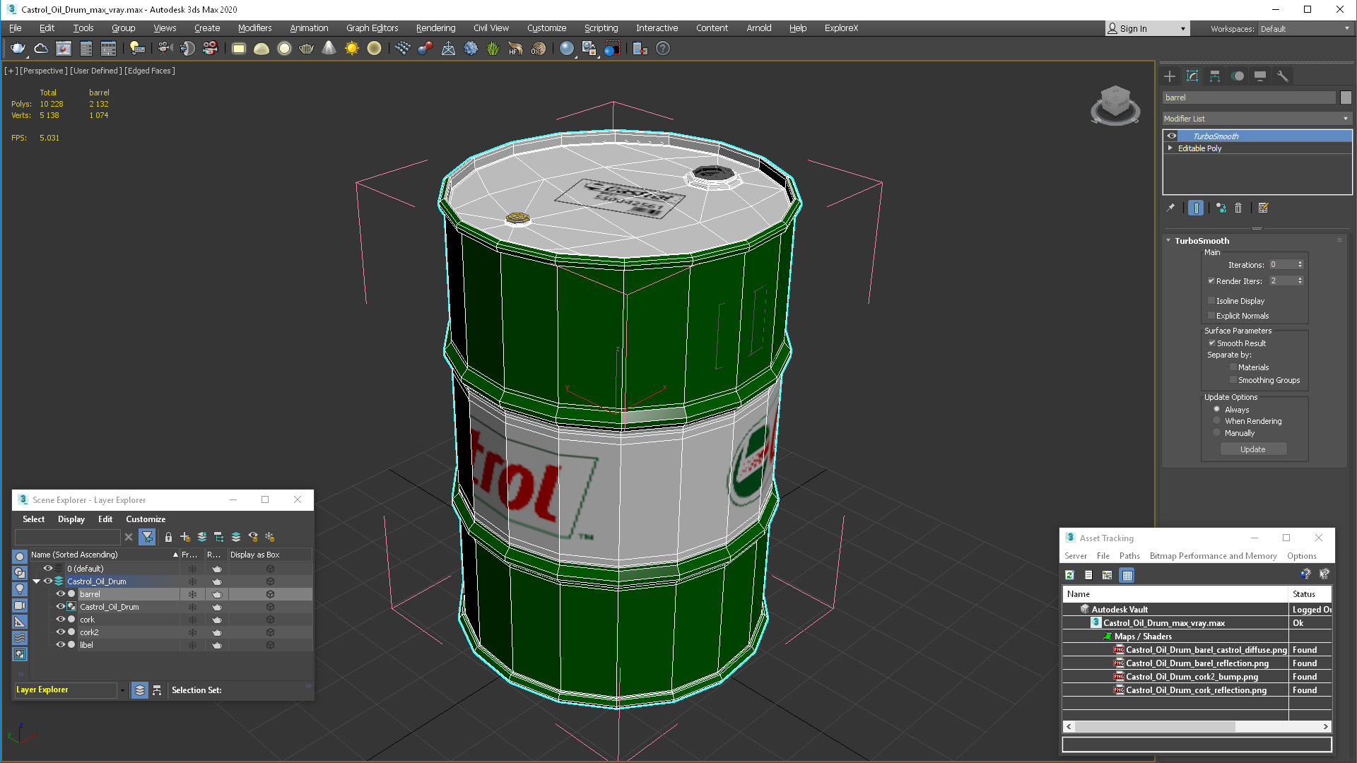 3D Castrol Oil Drum