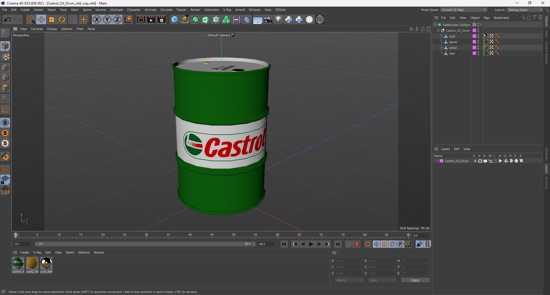 3D Castrol Oil Drum