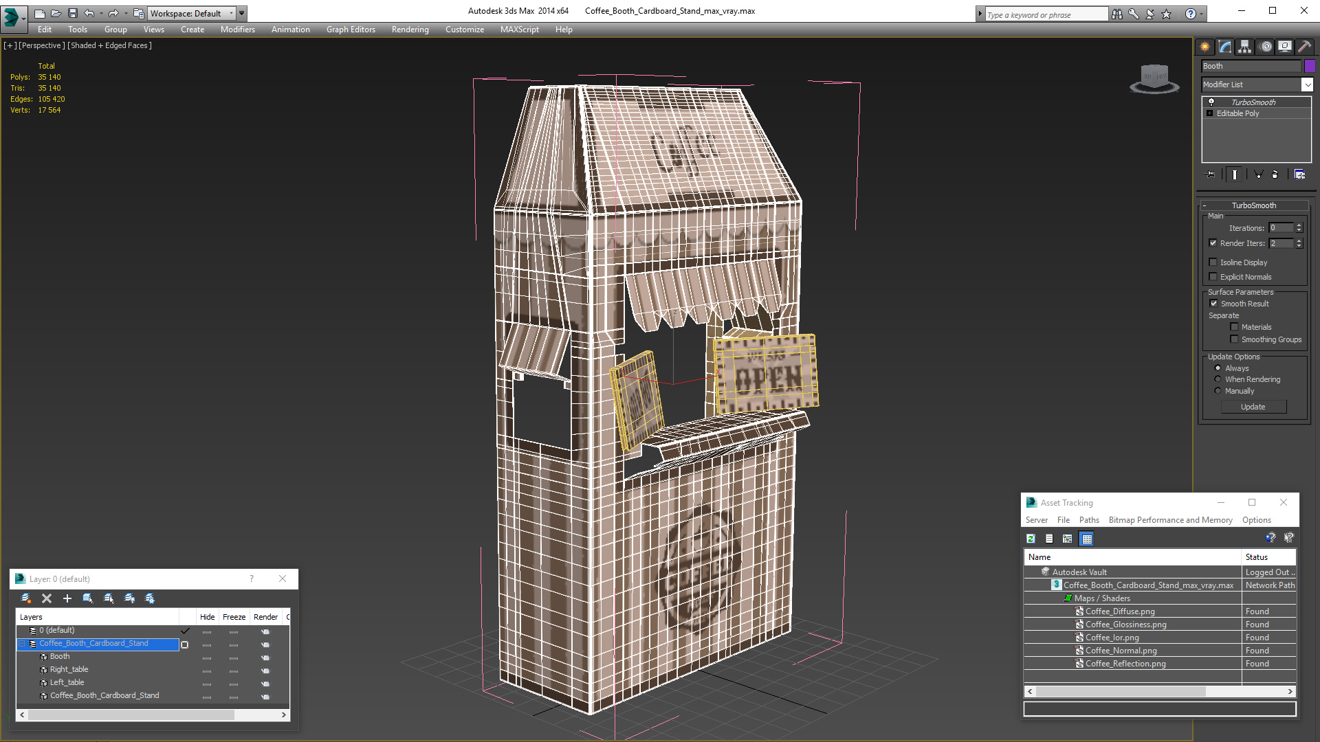 3D Coffee Booth Cardboard Stand model