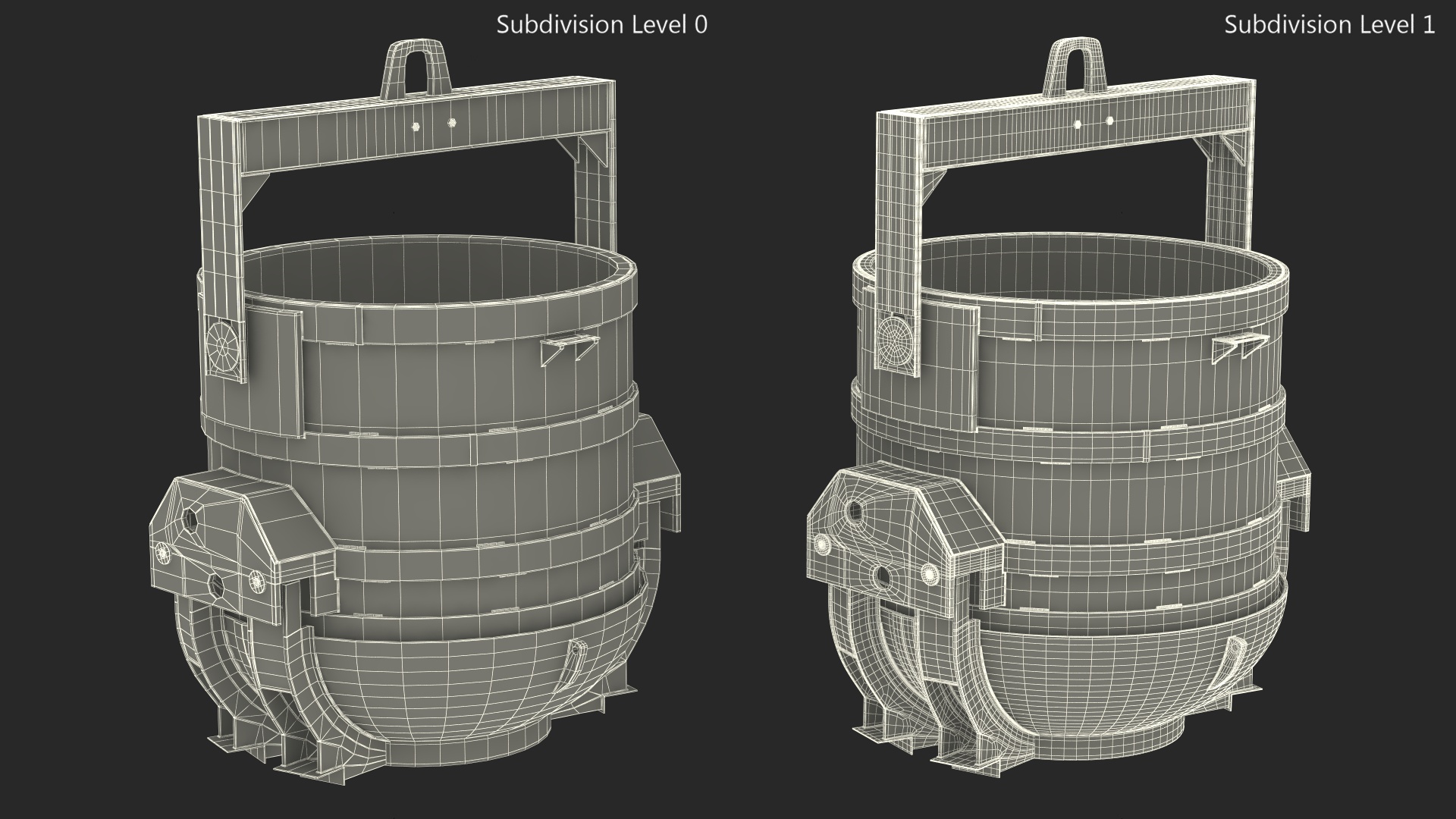 Industrial Steel Charging Bucket 3D