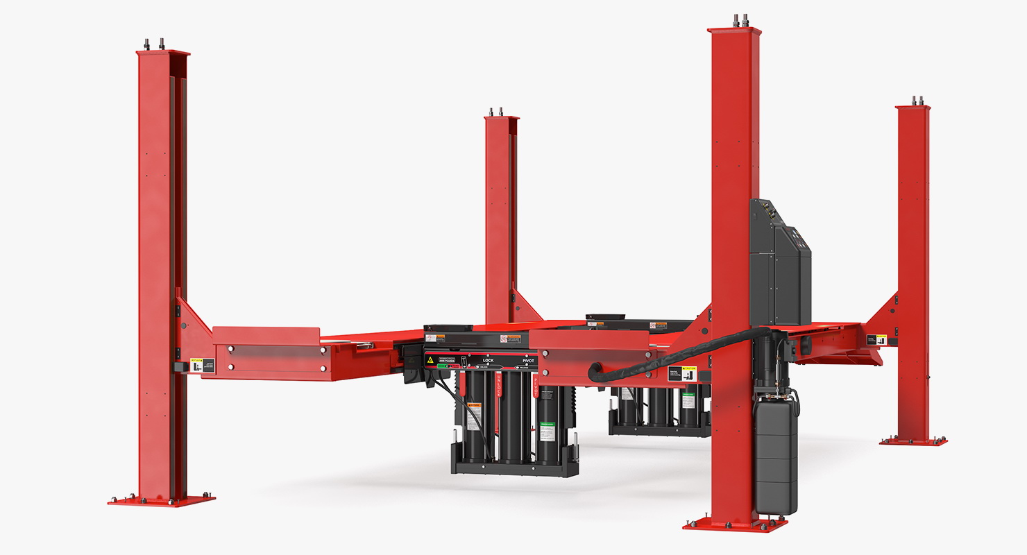 Hunter L451 4 Post Car Lift Rigged 3D model