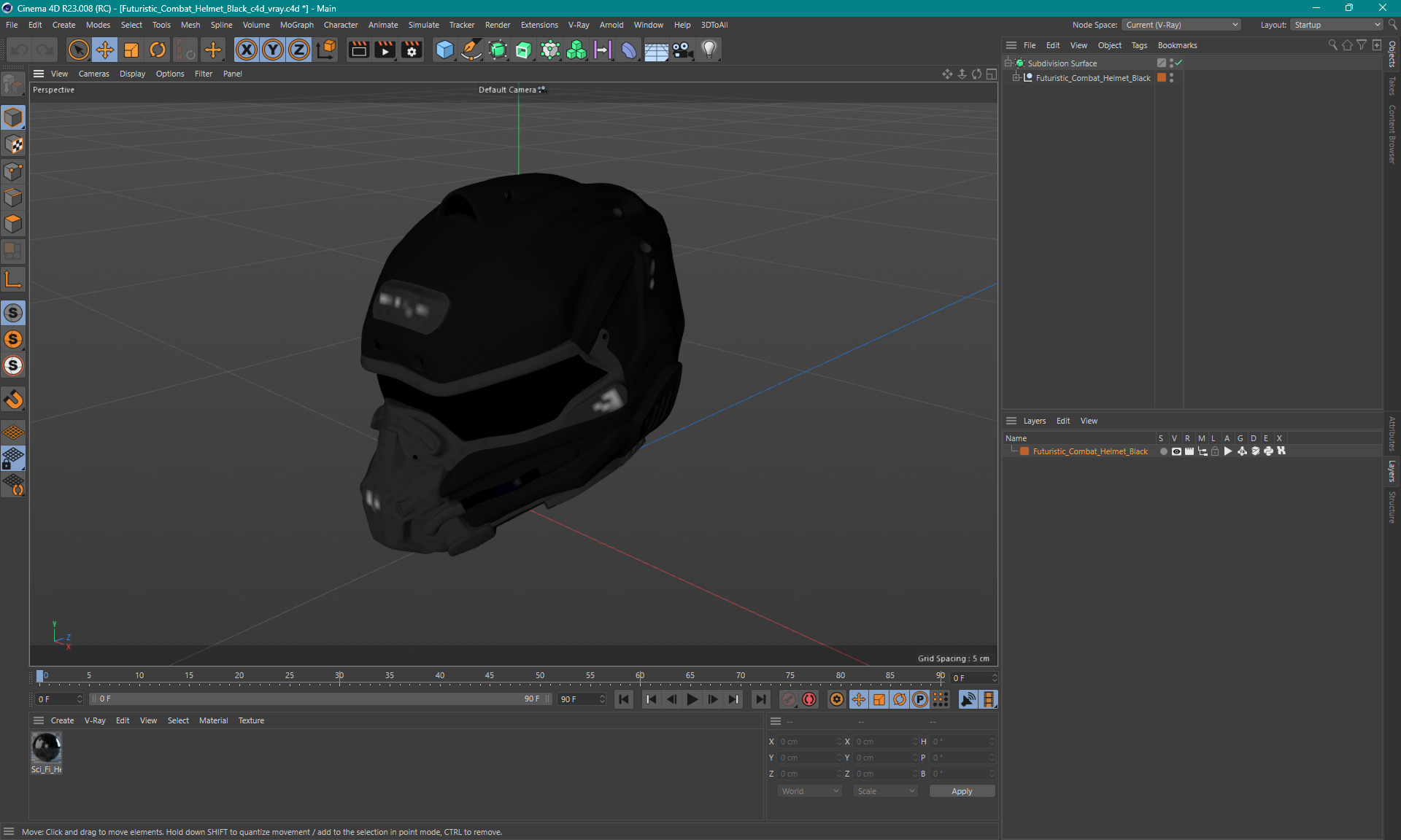 3D model Futuristic Combat Helmet Black