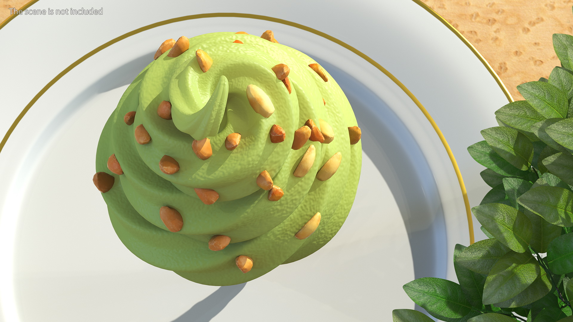 Pistachio Chocolate Ice Cream With Nuts 3D model