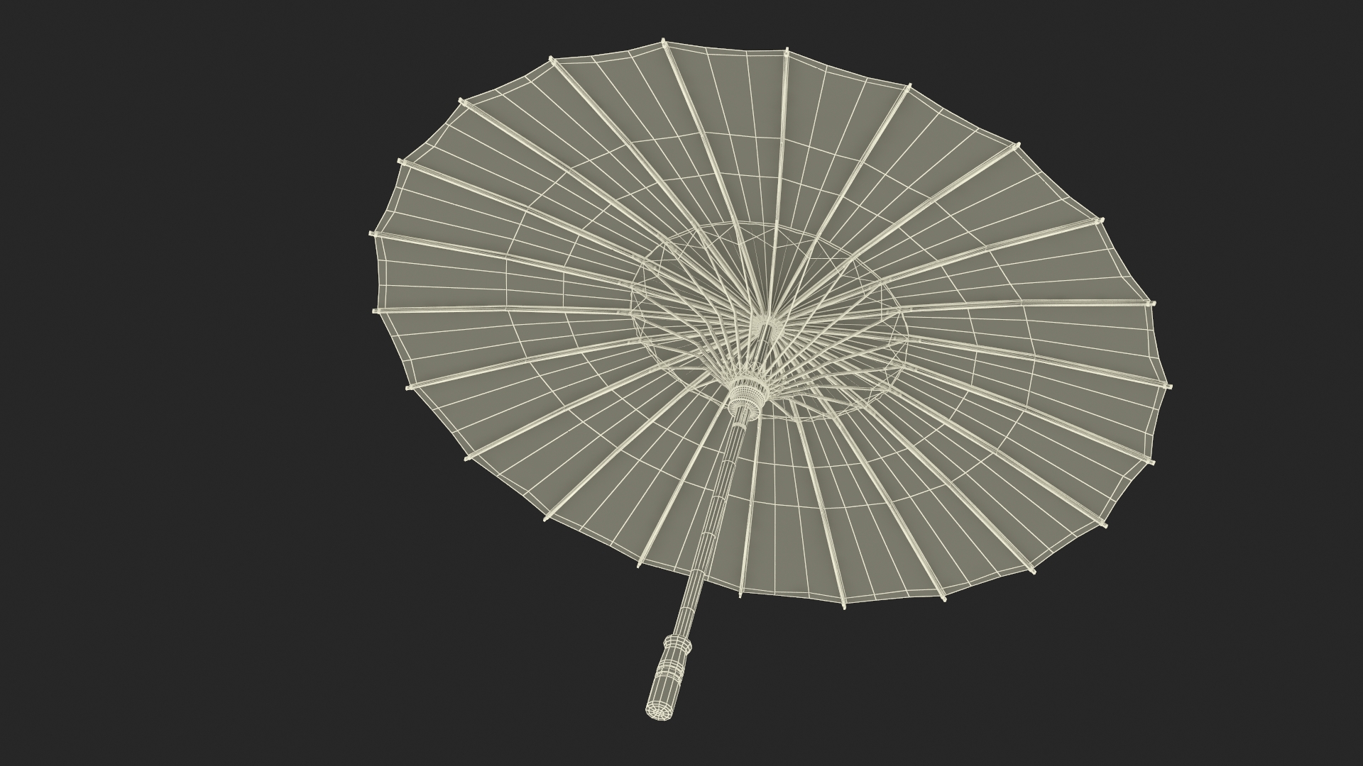 3D Chinese Parasol Open White