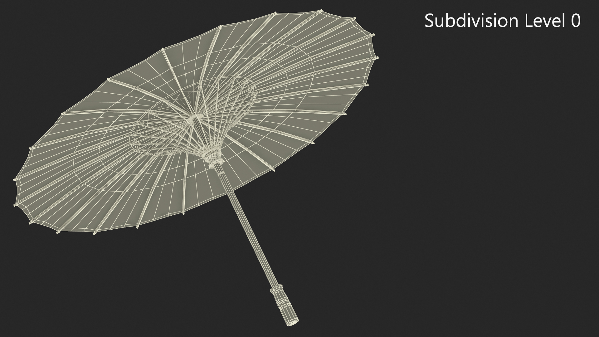 3D Chinese Parasol Open White