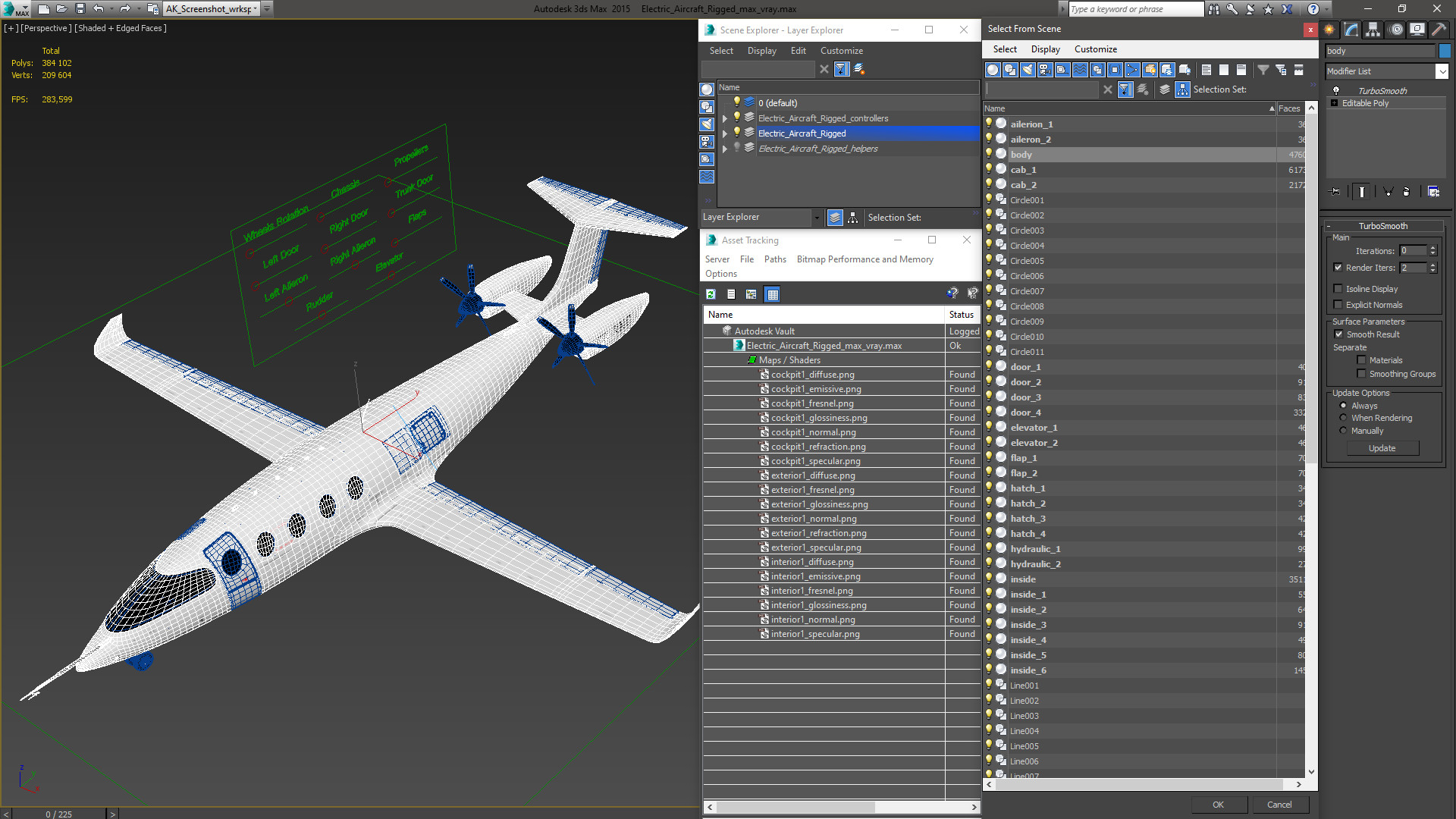 Electric Aircraft Rigged 3D model