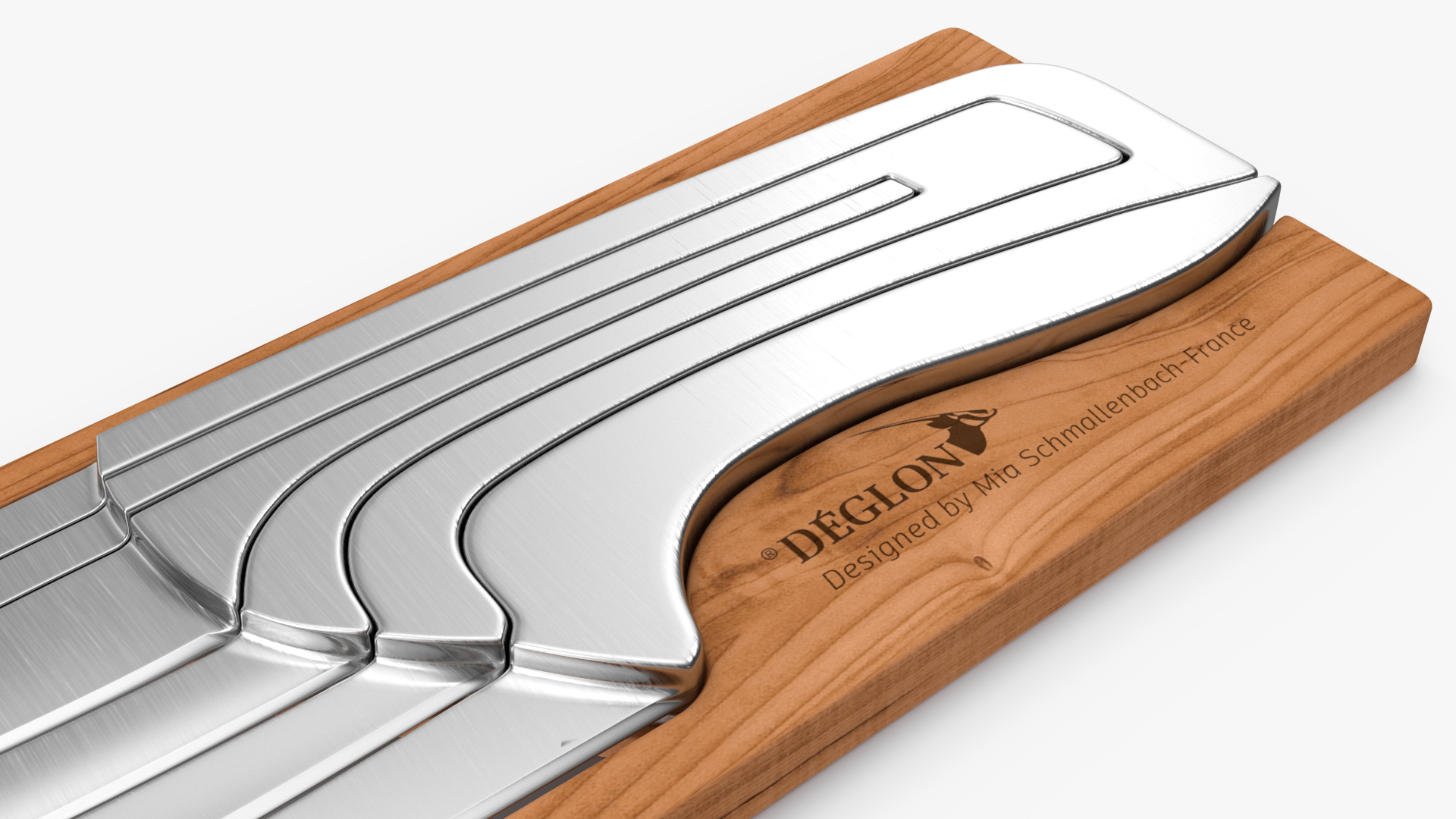 Knife Set with Wooden Block Deglon Meeting 3D