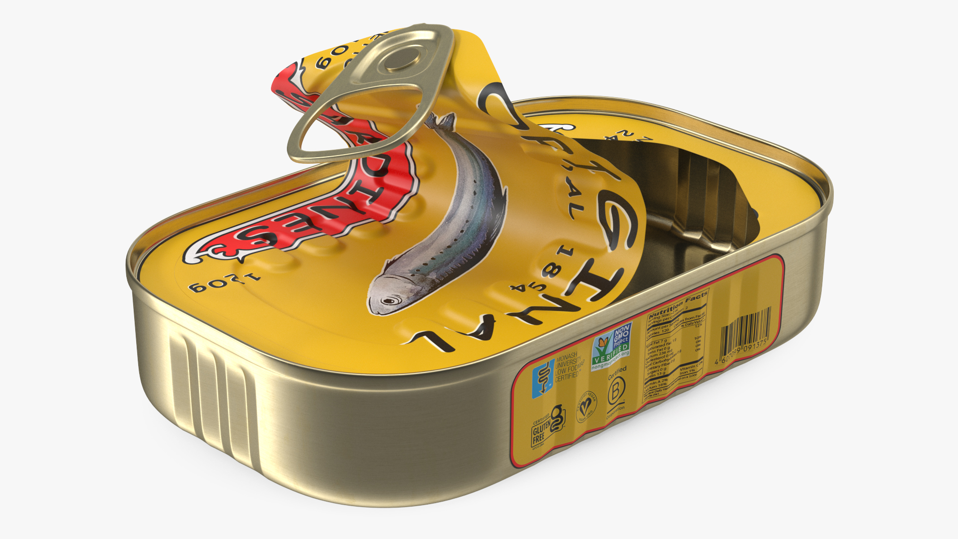 3D Half Open Empty Rectangular Sardine Tin Can model