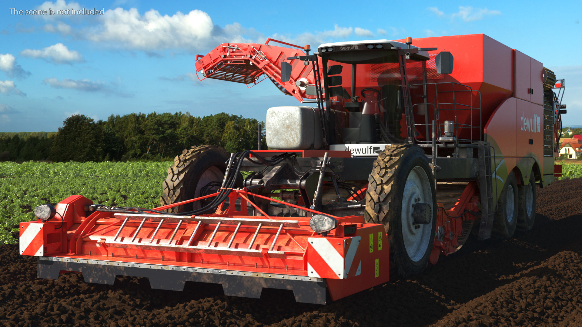 Dewulf Enduro 4-Row Harvester Dirty Rigged 3D