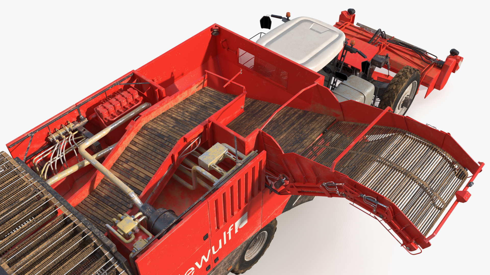 Dewulf Enduro 4-Row Harvester Dirty Rigged 3D