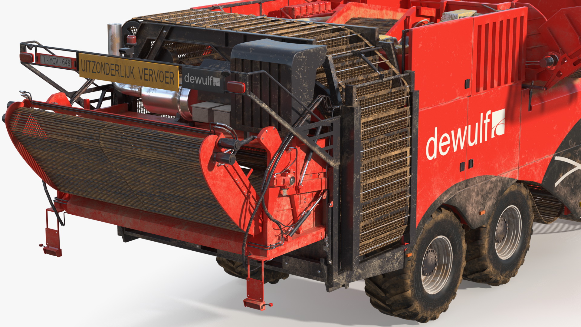 Dewulf Enduro 4-Row Harvester Dirty Rigged 3D