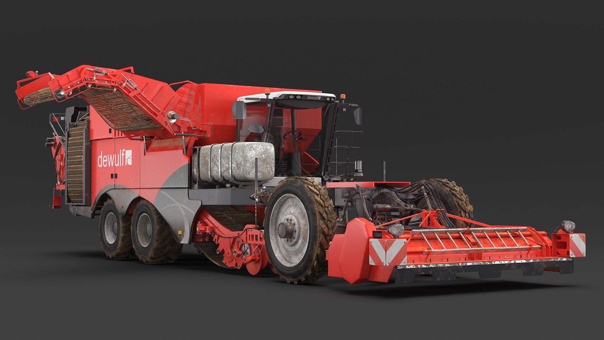 Dewulf Enduro 4-Row Harvester Dirty Rigged 3D