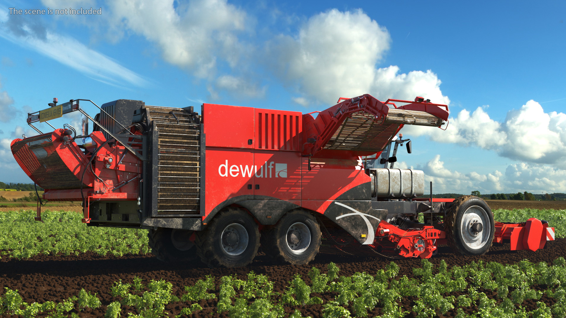 Dewulf Enduro 4-Row Harvester Dirty Rigged 3D