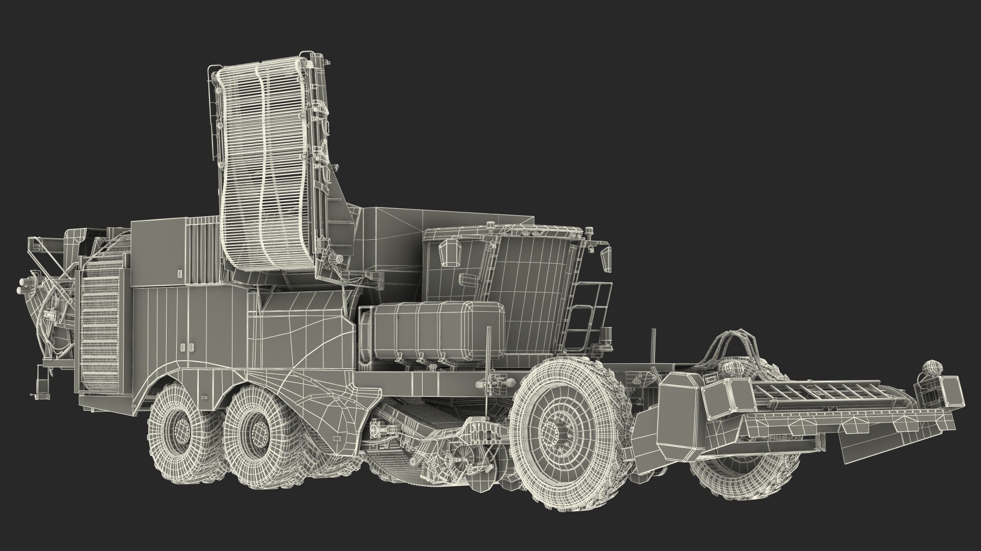 Dewulf Enduro 4-Row Harvester Dirty Rigged 3D