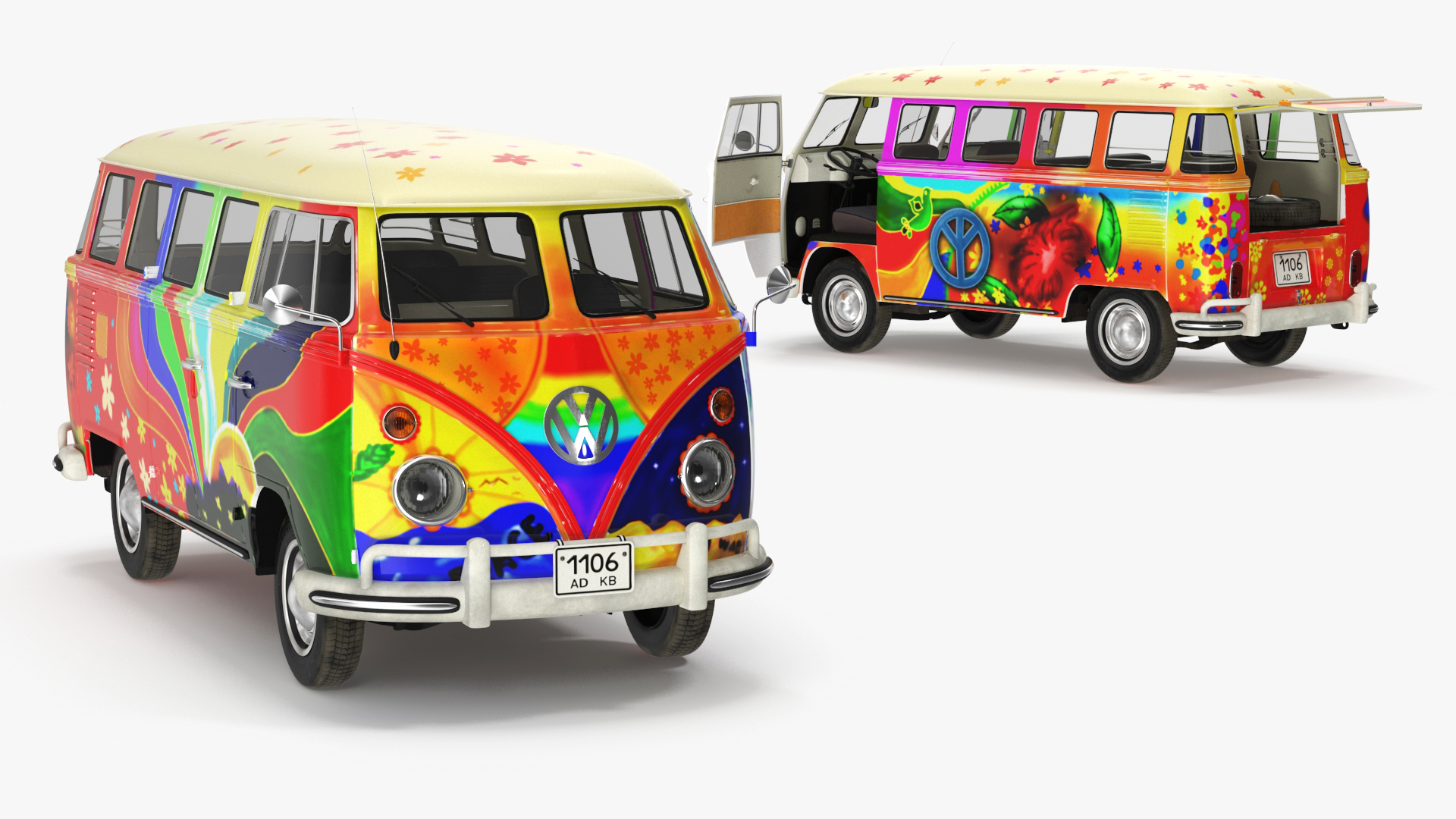 3D Hippie Volkswagen Bus