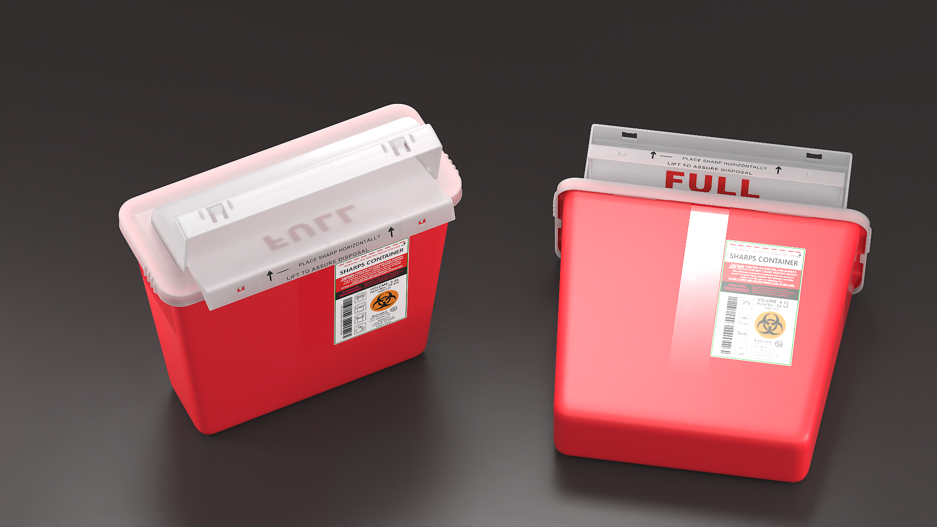 Biohazard Medical Sharps Container Open 3D model