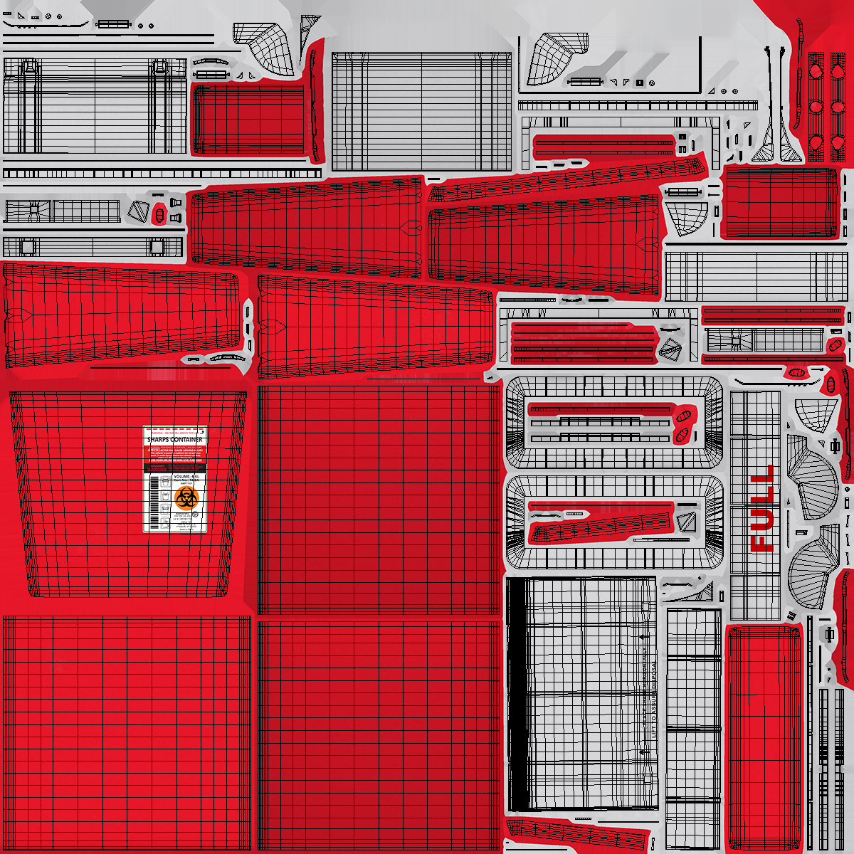 Biohazard Medical Sharps Container Open 3D model