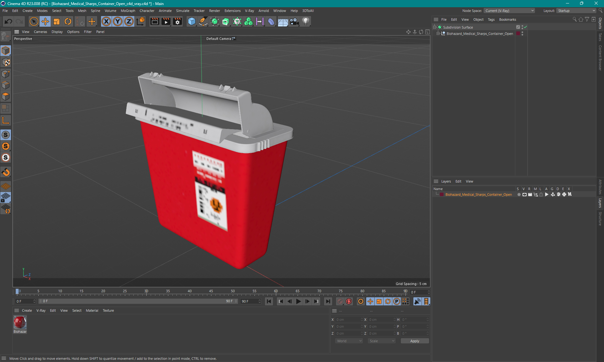 Biohazard Medical Sharps Container Open 3D model