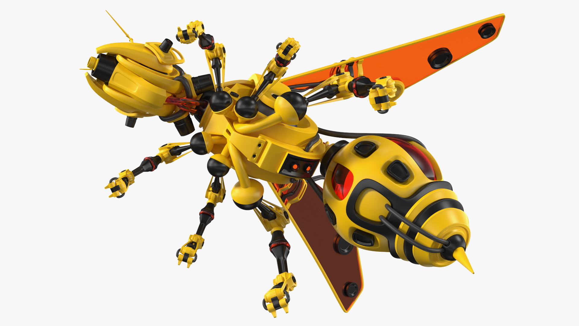 3D Robot Bee Yellow Rigged model