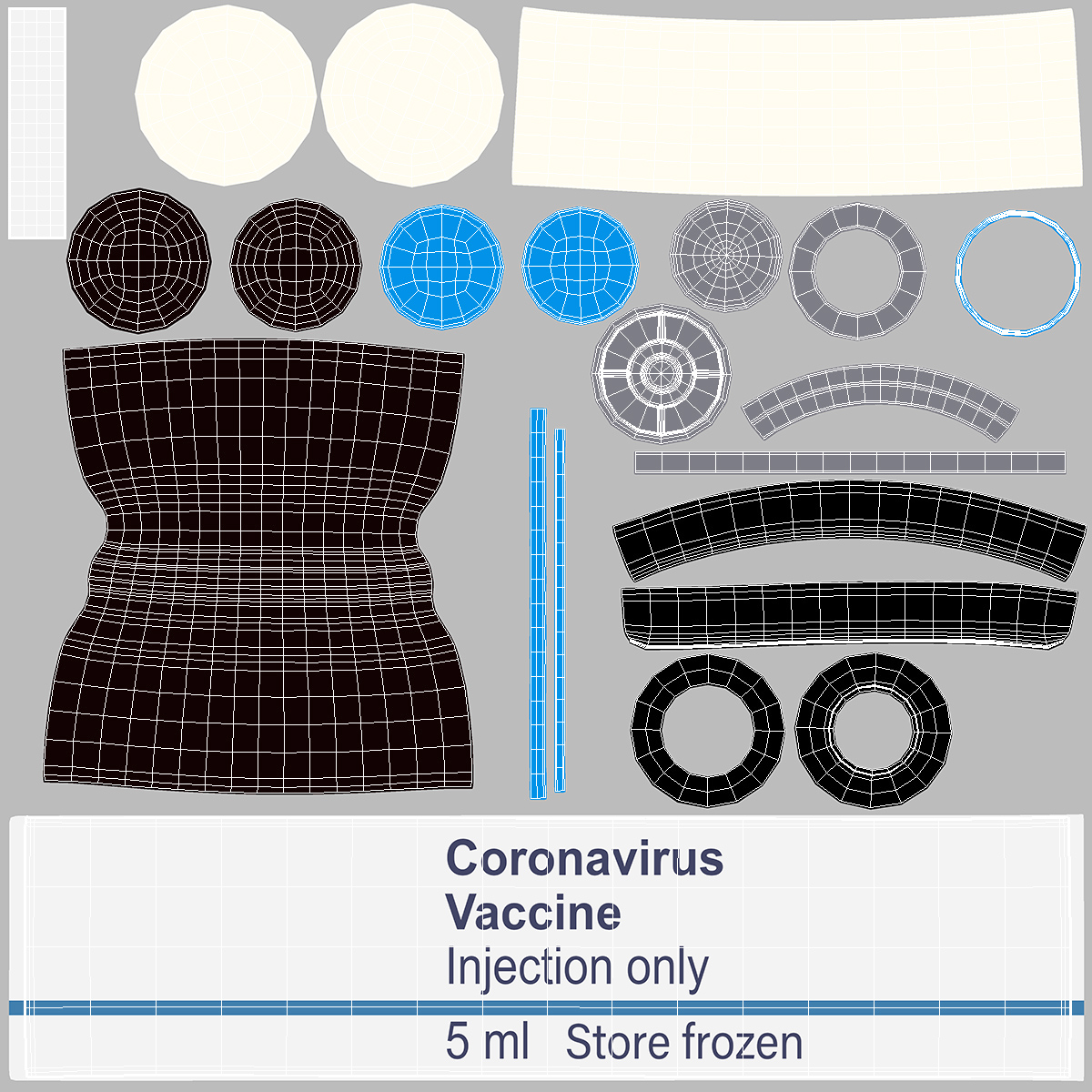 3D Coronavirus Vaccine Vial 5ml model