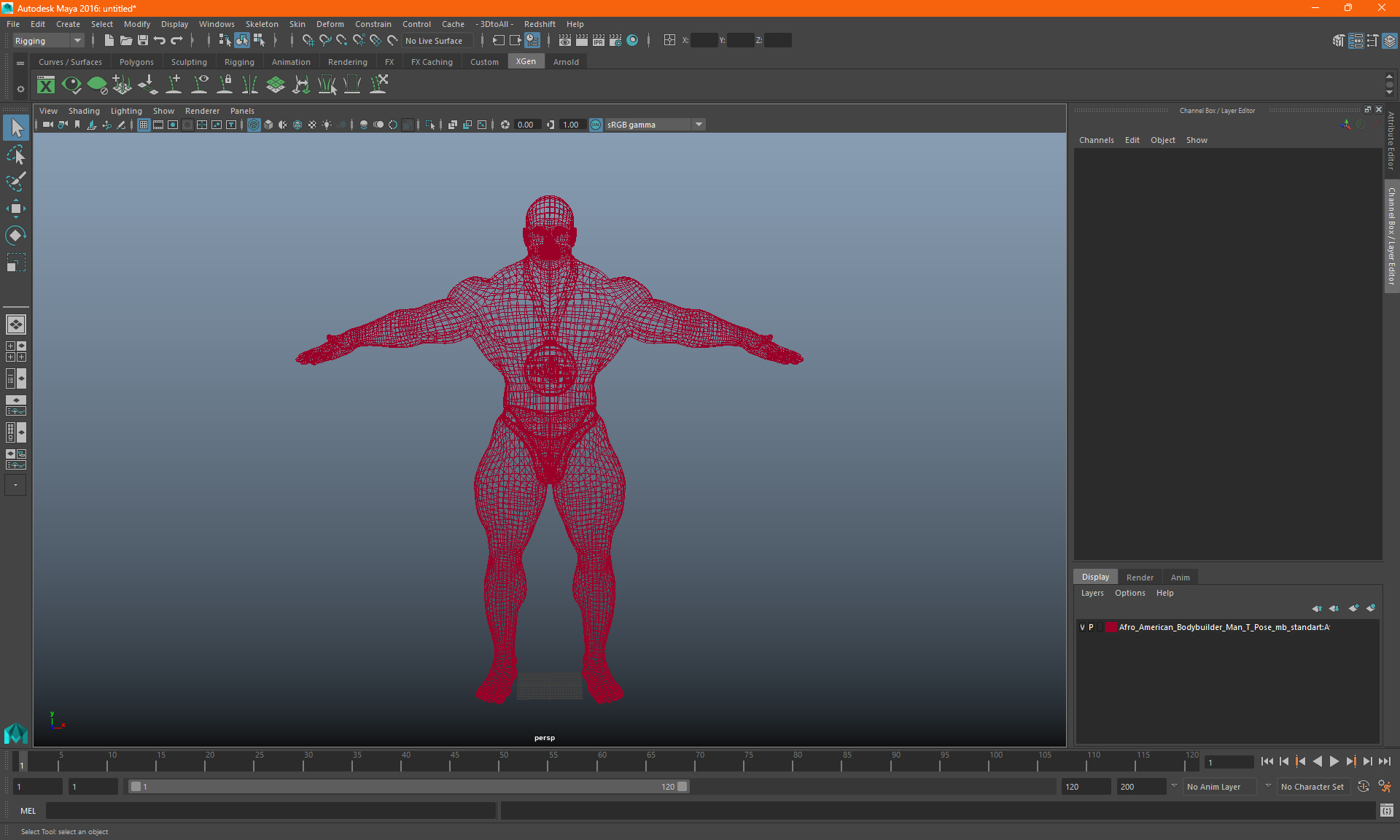 3D Afro American Bodybuilder Man T-Pose